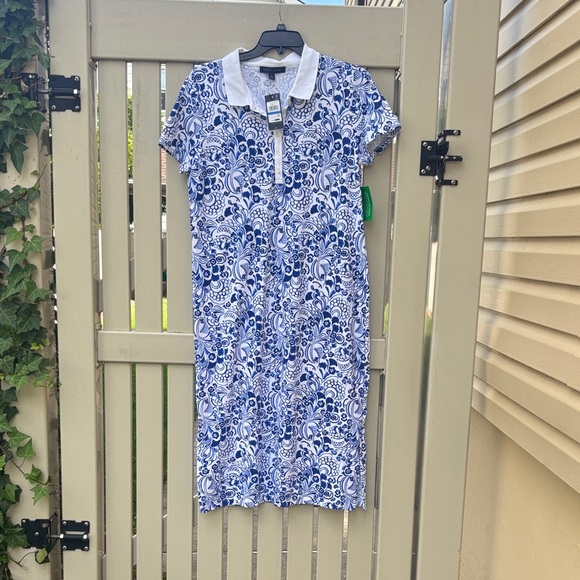 Tommy Hilfiger Blue and White Floral Midi Dress - Picture 1 of 3